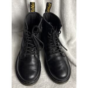 Dr. Martens Docs 1460 J Combat Boots Youth Size 3 Black Leather Side Zip